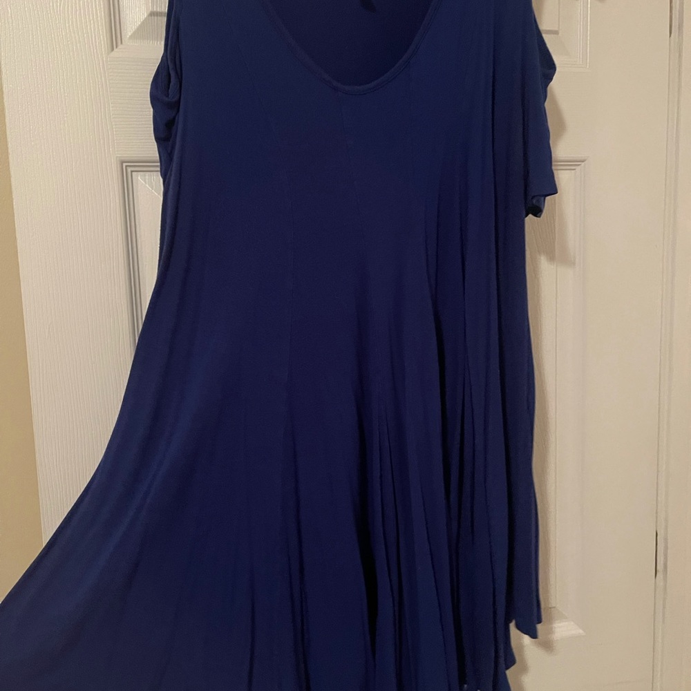 Royal blue cold shoulder short sleeve shirt